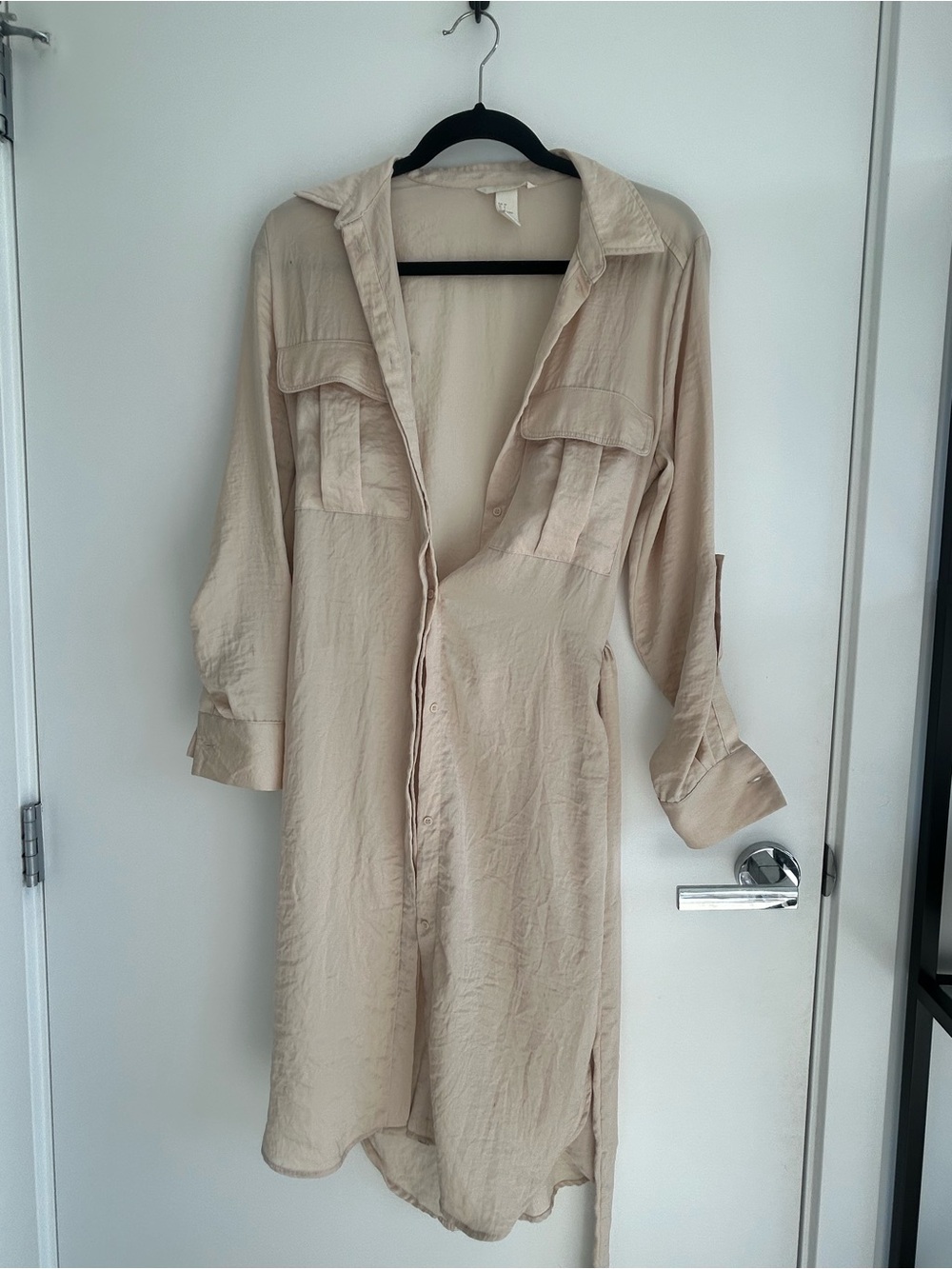Women's Beige Long Shirt Jacket